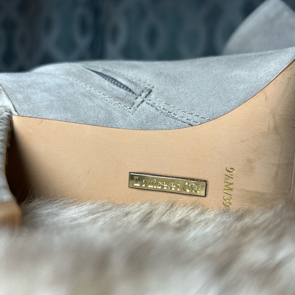 Women’s Size 9.5 Booties Heels Pointed Toe Gray Snake Print Leather Loise et Cie - Picture 13 of 16